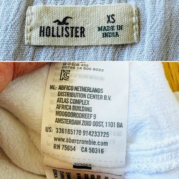 Hollister Top Size XS White Cold Shoulder Boho Peasant Blouse - Picture 5 of 10